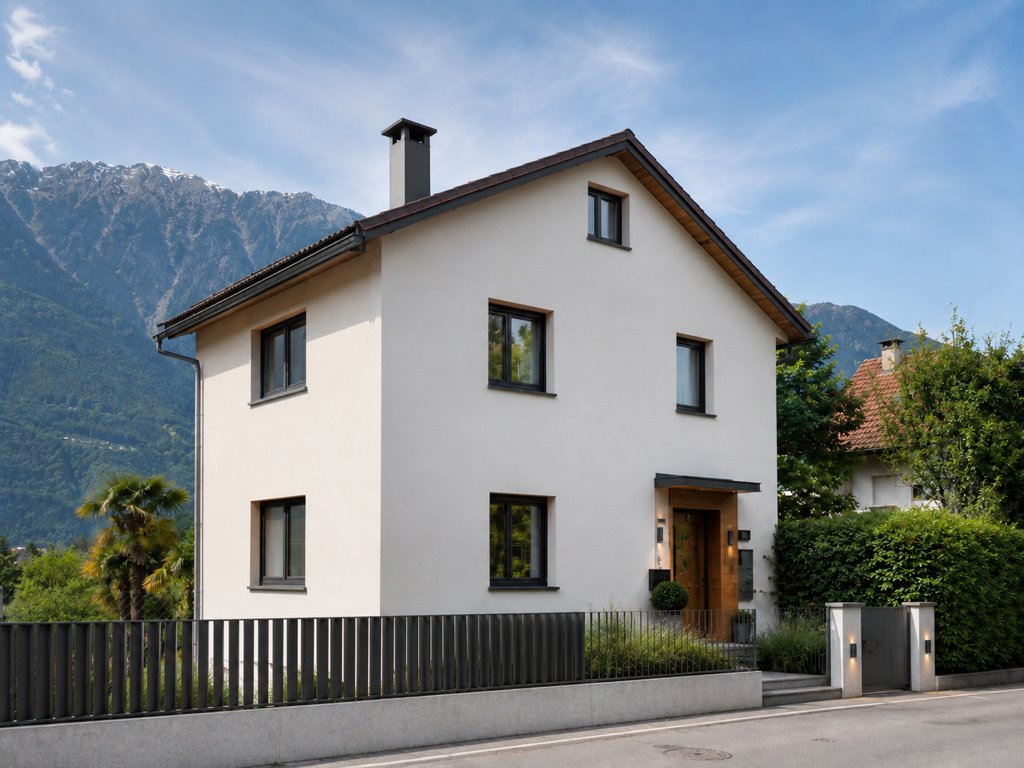 Fassade nach der Sanierung, fertig gestrichen